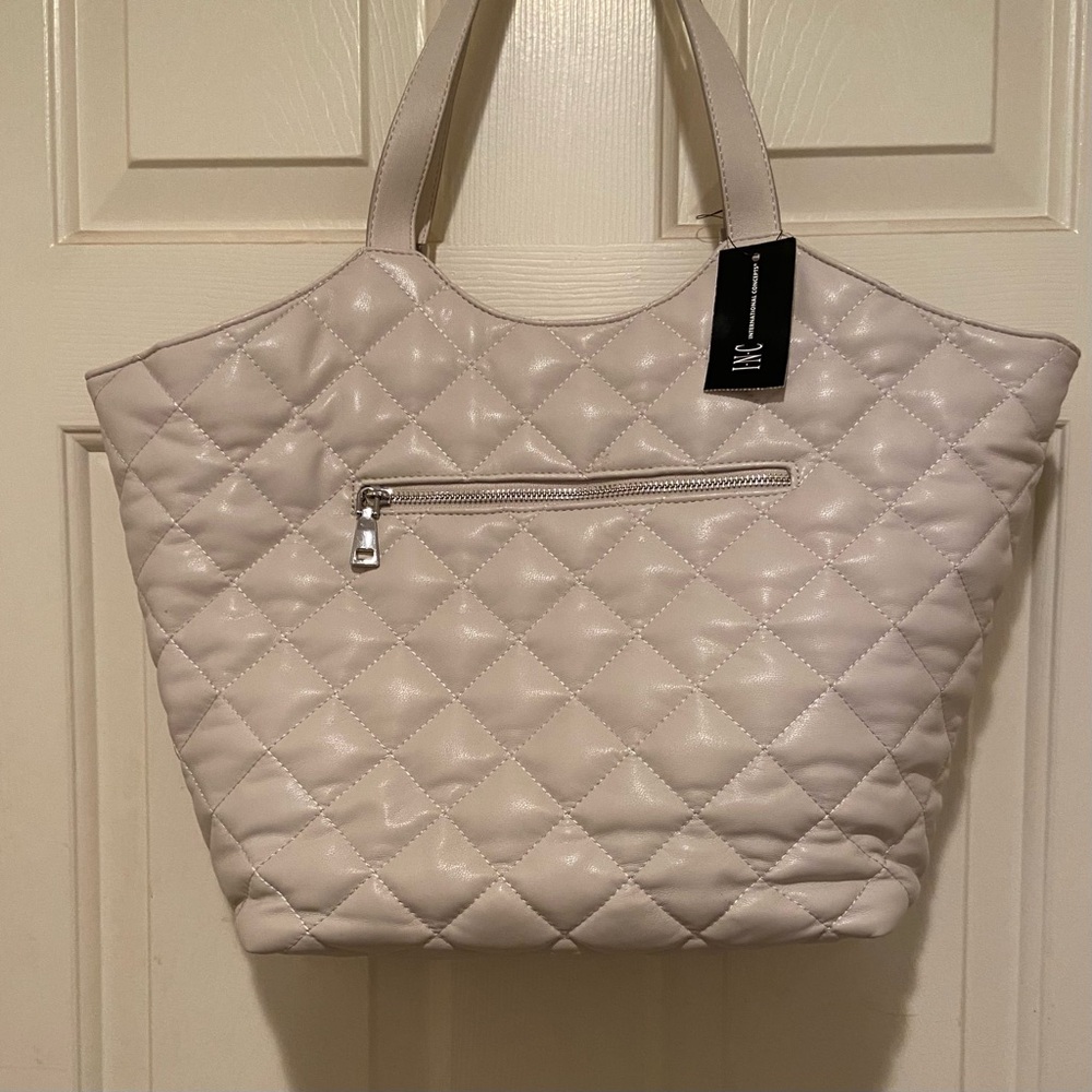 I.N.C. International Concepts Andria Quilted Extra Large Tote Bone NWT - Picture 2 of 13